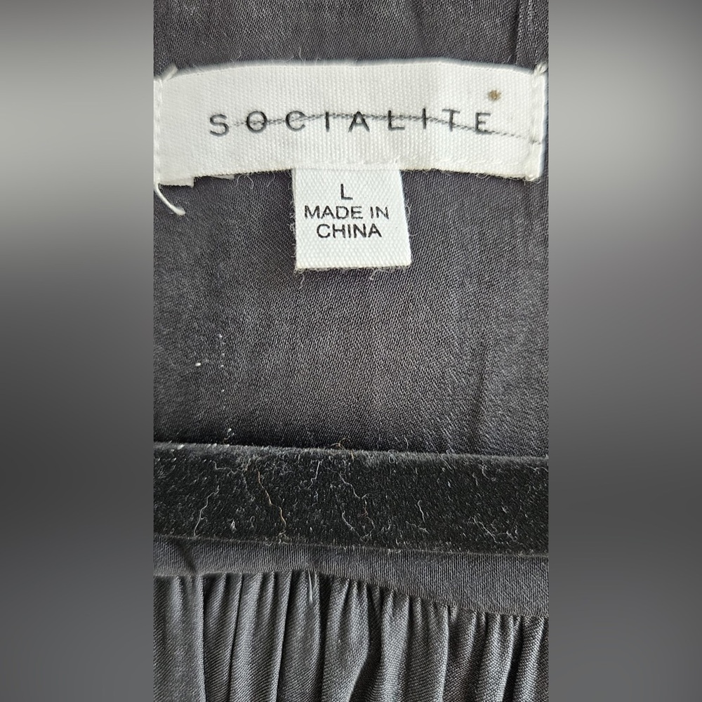 Socialite womens  Smocked Mini Dress, L, Black - Picture 5 of 5